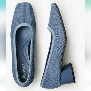 VIVAIA Women's Elegant Blue Knit Heels